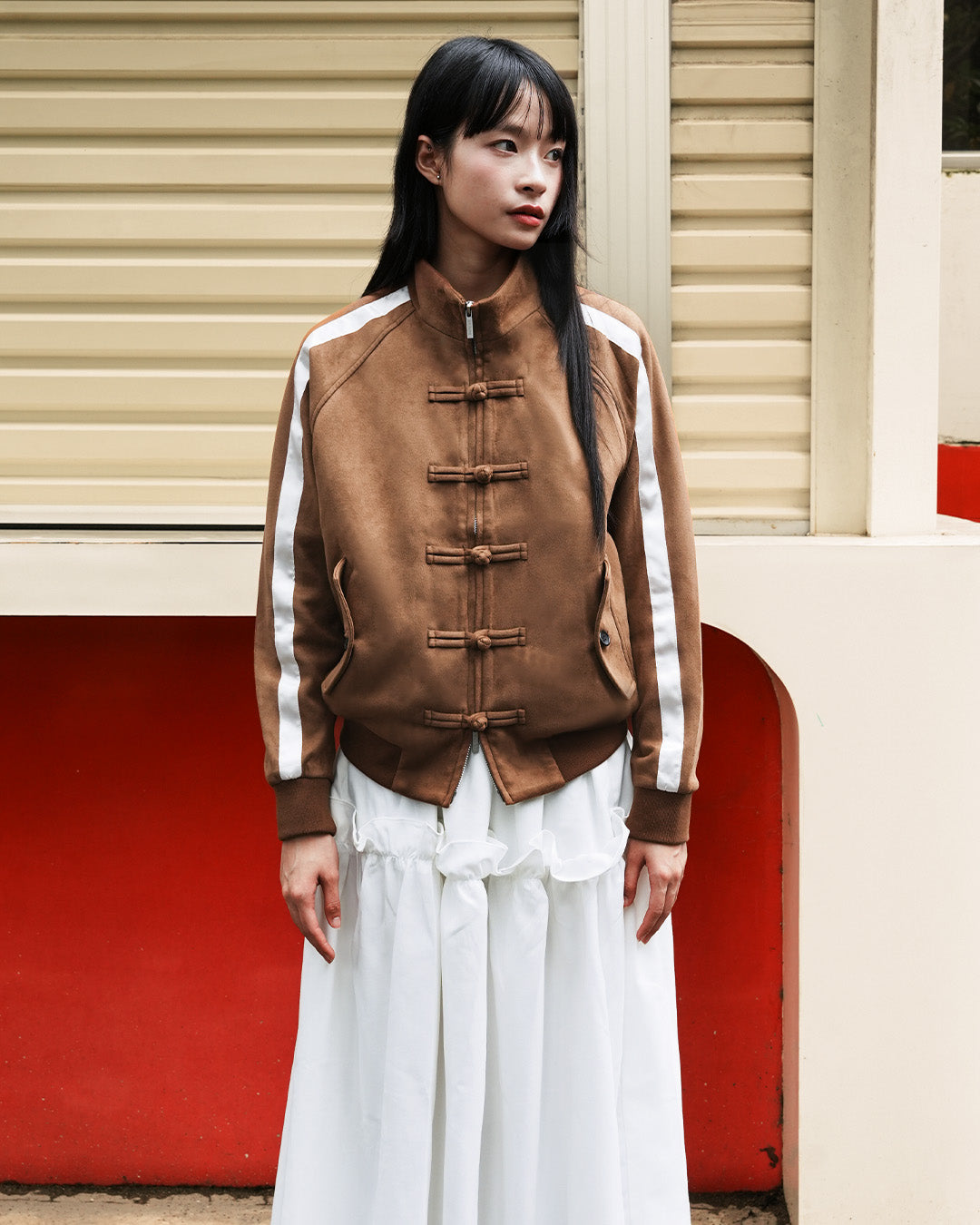 Chongsam Suede Jacket - Camel