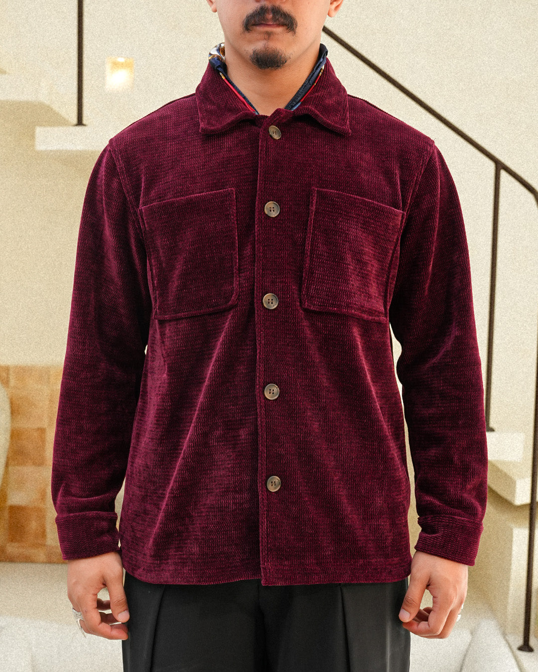 Overshirt Corduroy Seaweed - Red Wine