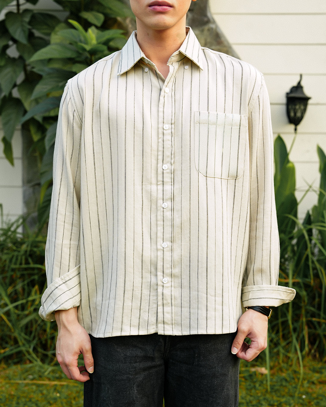 Abstract Stripe Shirt - Beige