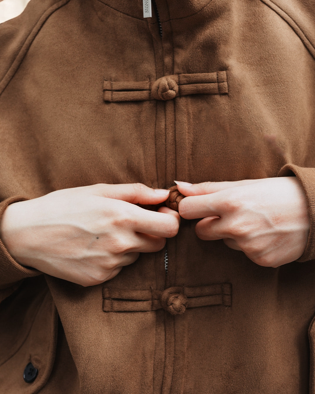 Chongsam Suede Jacket - Camel