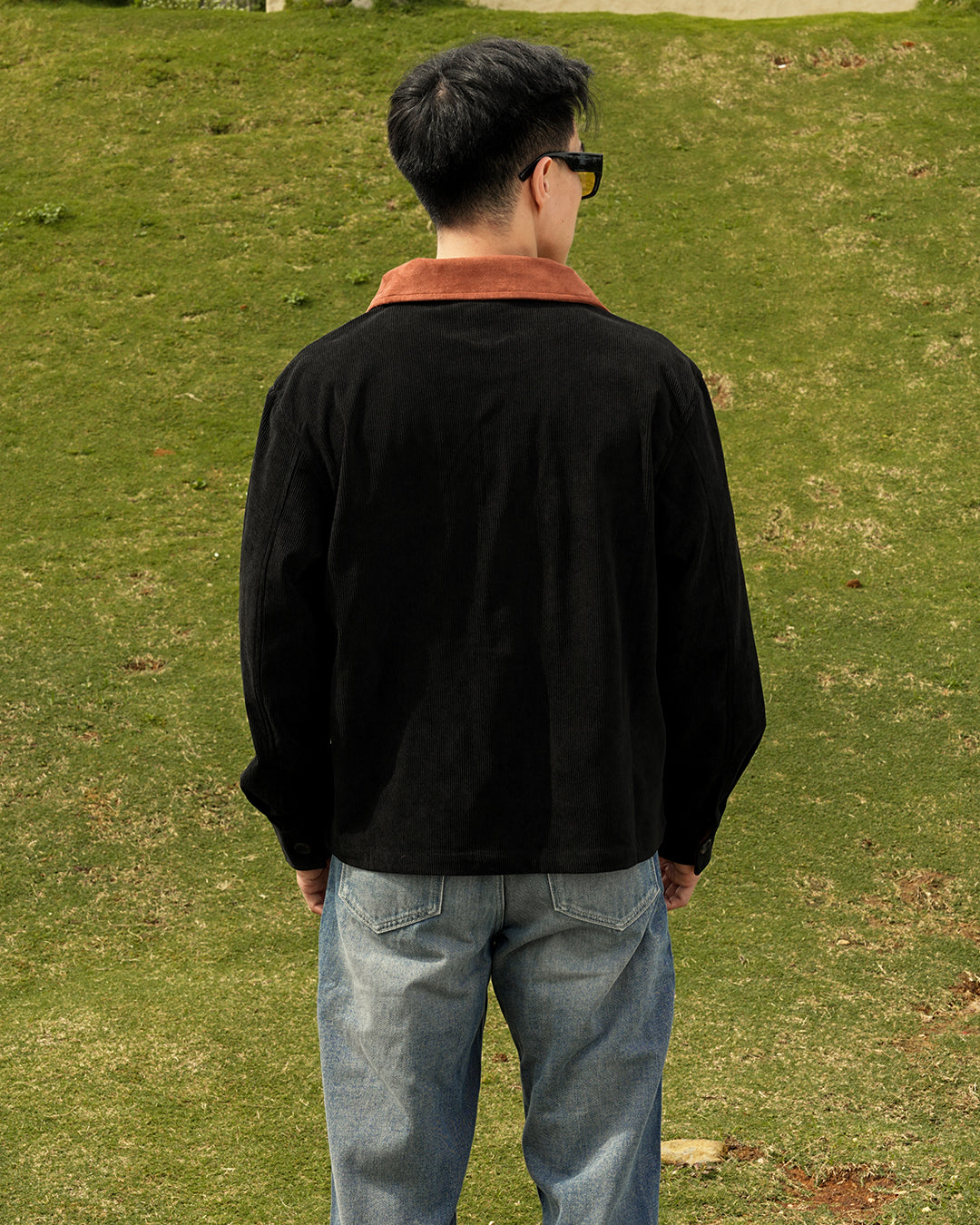 Essentials Corduroy Button Work Jacket - Black