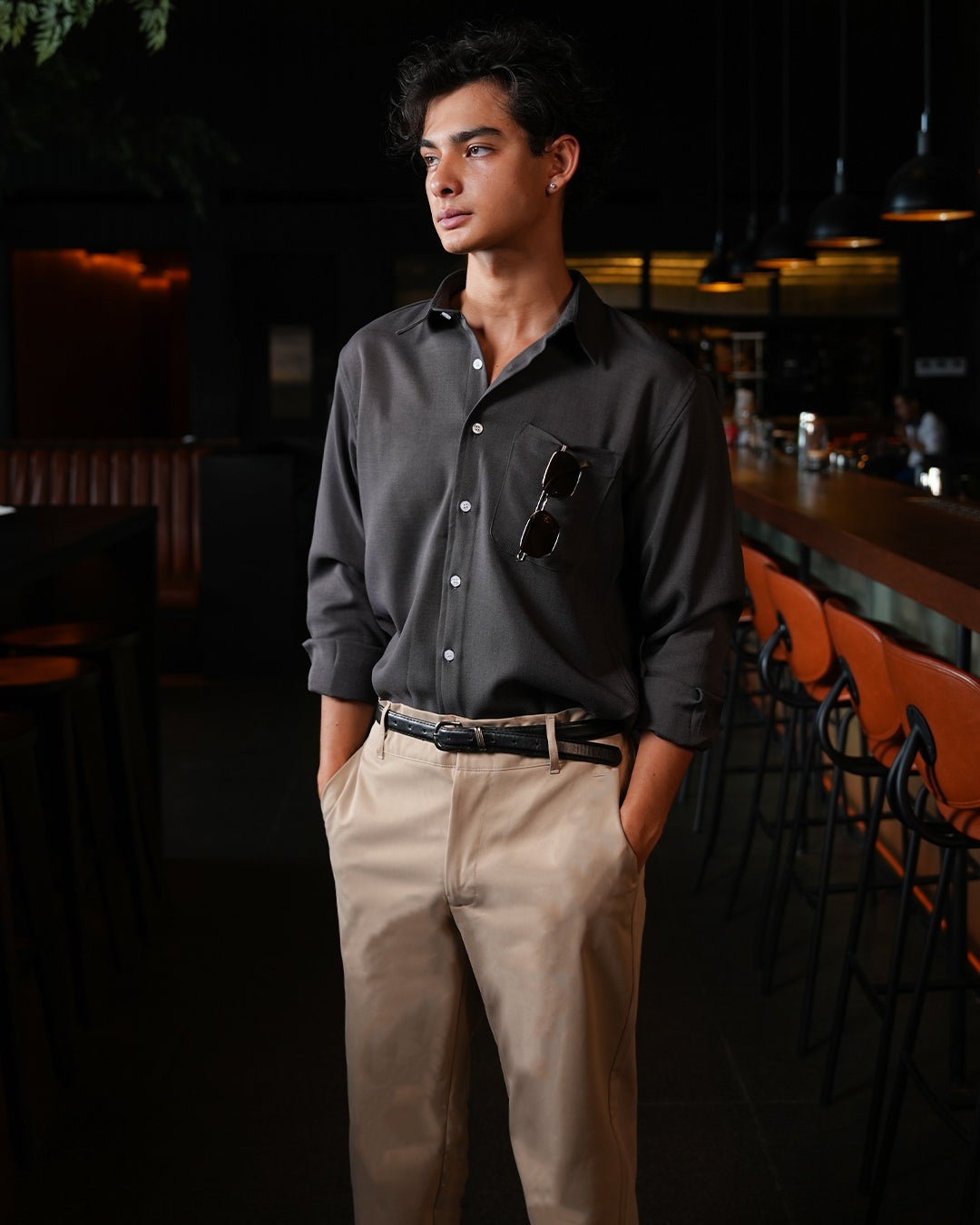 Twill Texture Shirt - Dark Gray