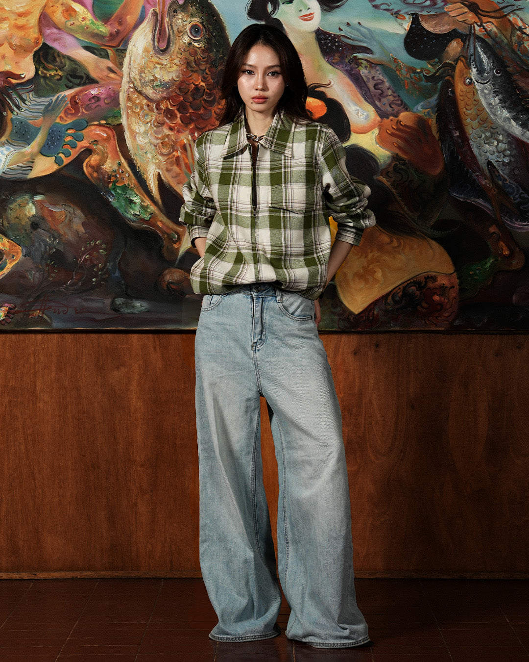 Flannel Overshirt Jacket - Olive Green