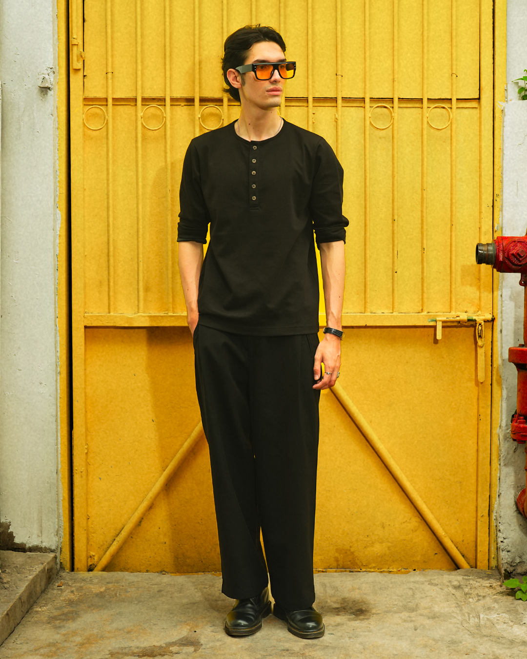 Henley Shirt BreezeWear 2.0 - 3/4 Sleeve - Black