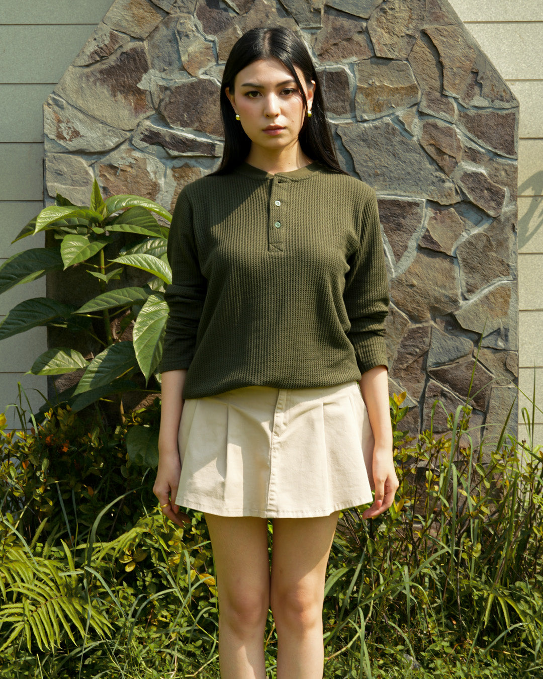 Basic Henley Shirt - Army
