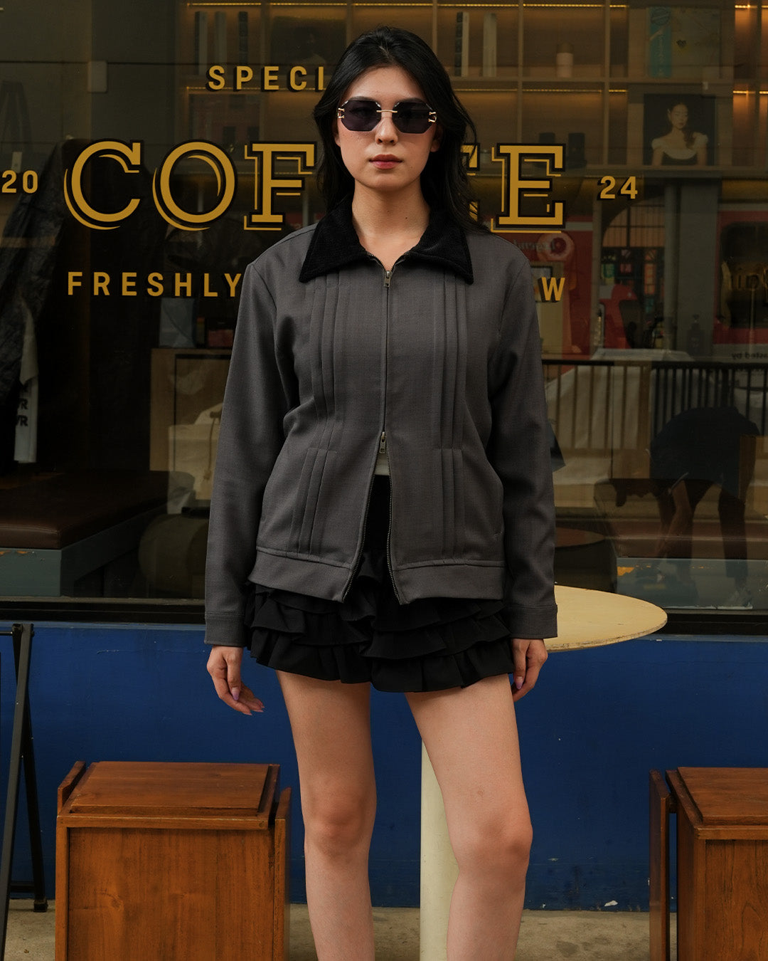 Milano Pleat Jacket - Gray