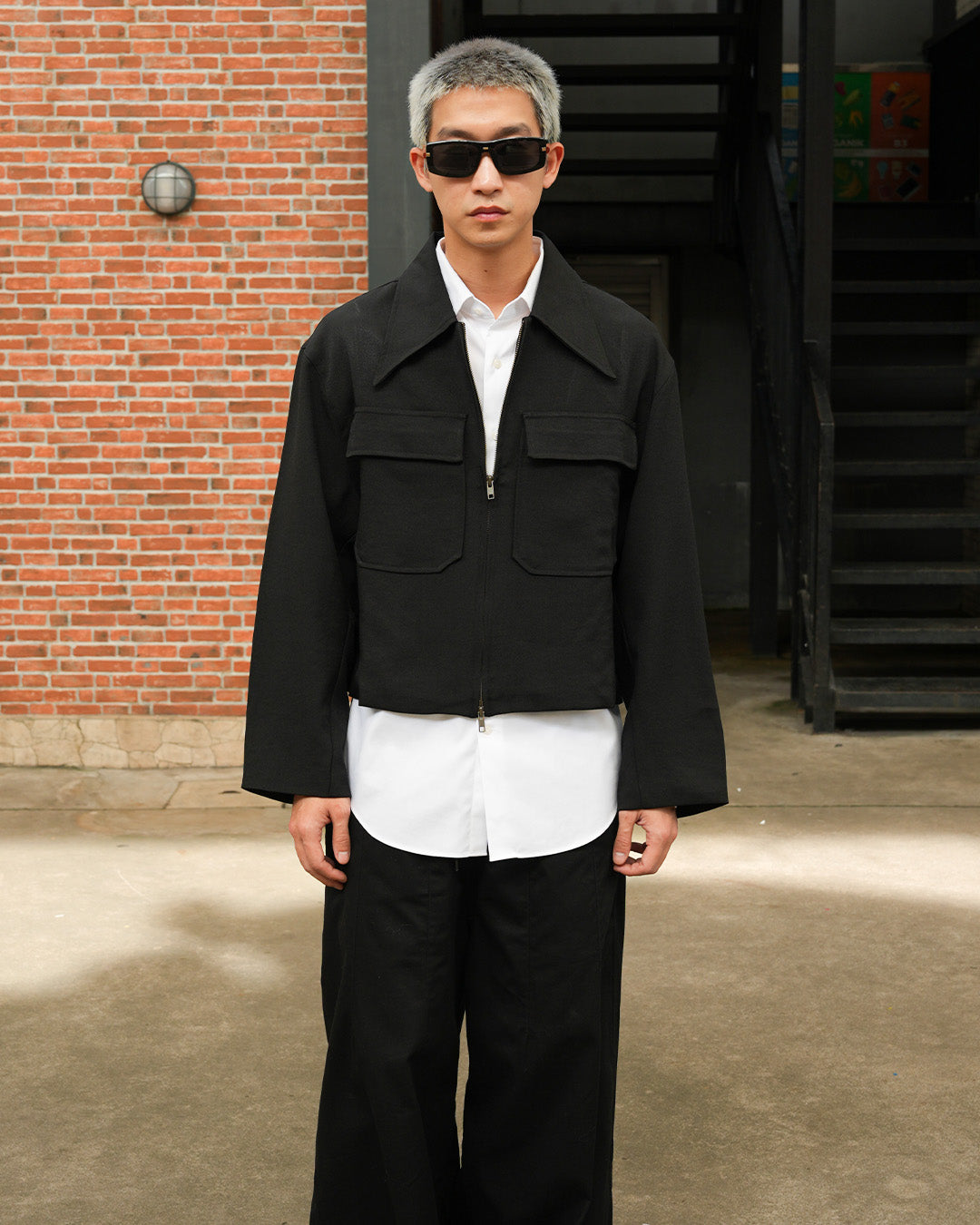 Korean Crop Jacket - Black