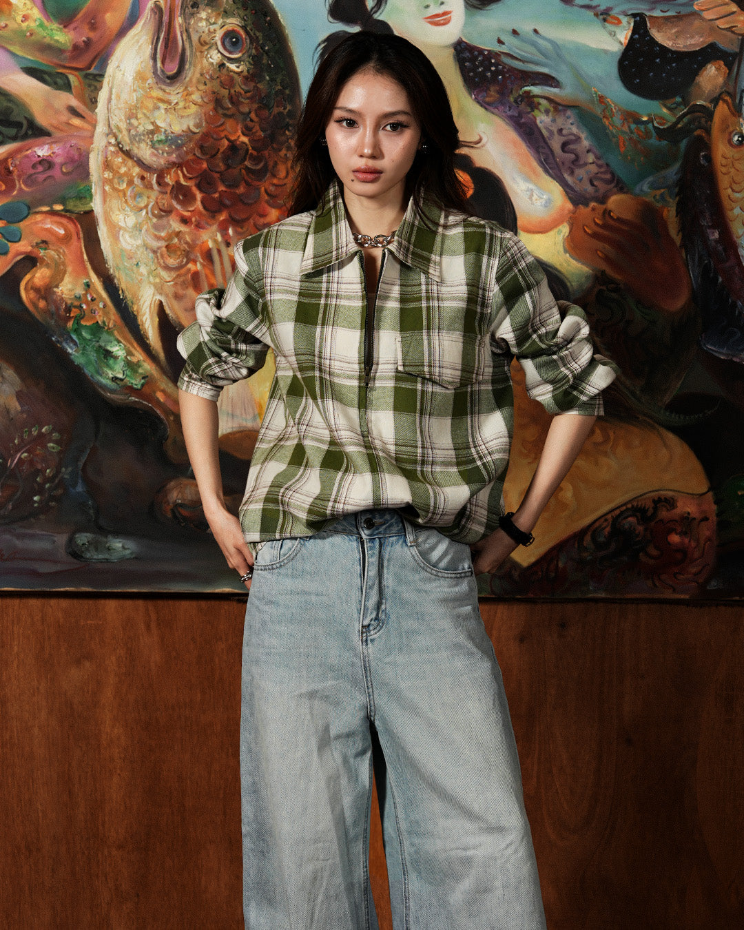 Flannel Overshirt Jacket - Olive Green