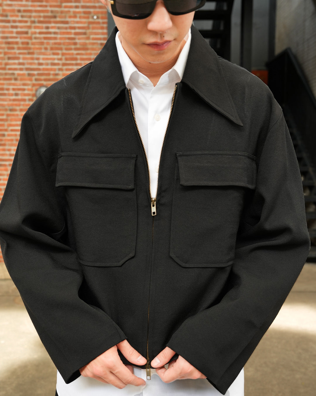 Korean Crop Jacket - Black