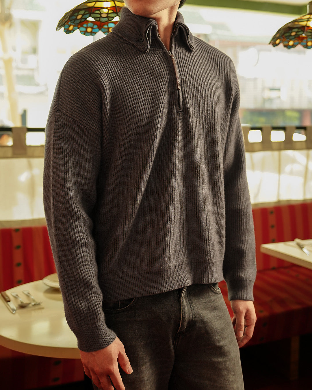 Button Half Zip Knits