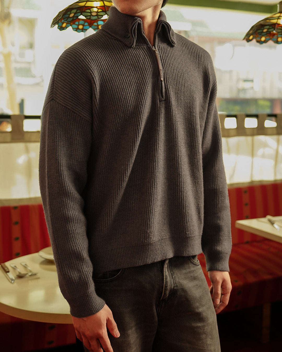Button Half Zip Knits