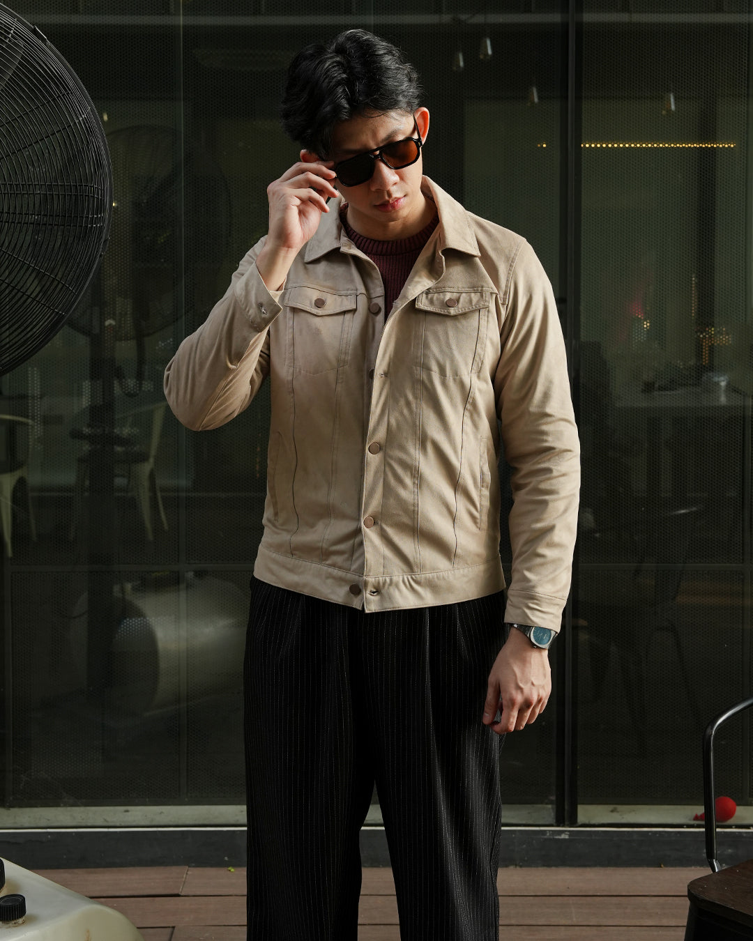 Classic Trucker Jacket Suede - Light Gray
