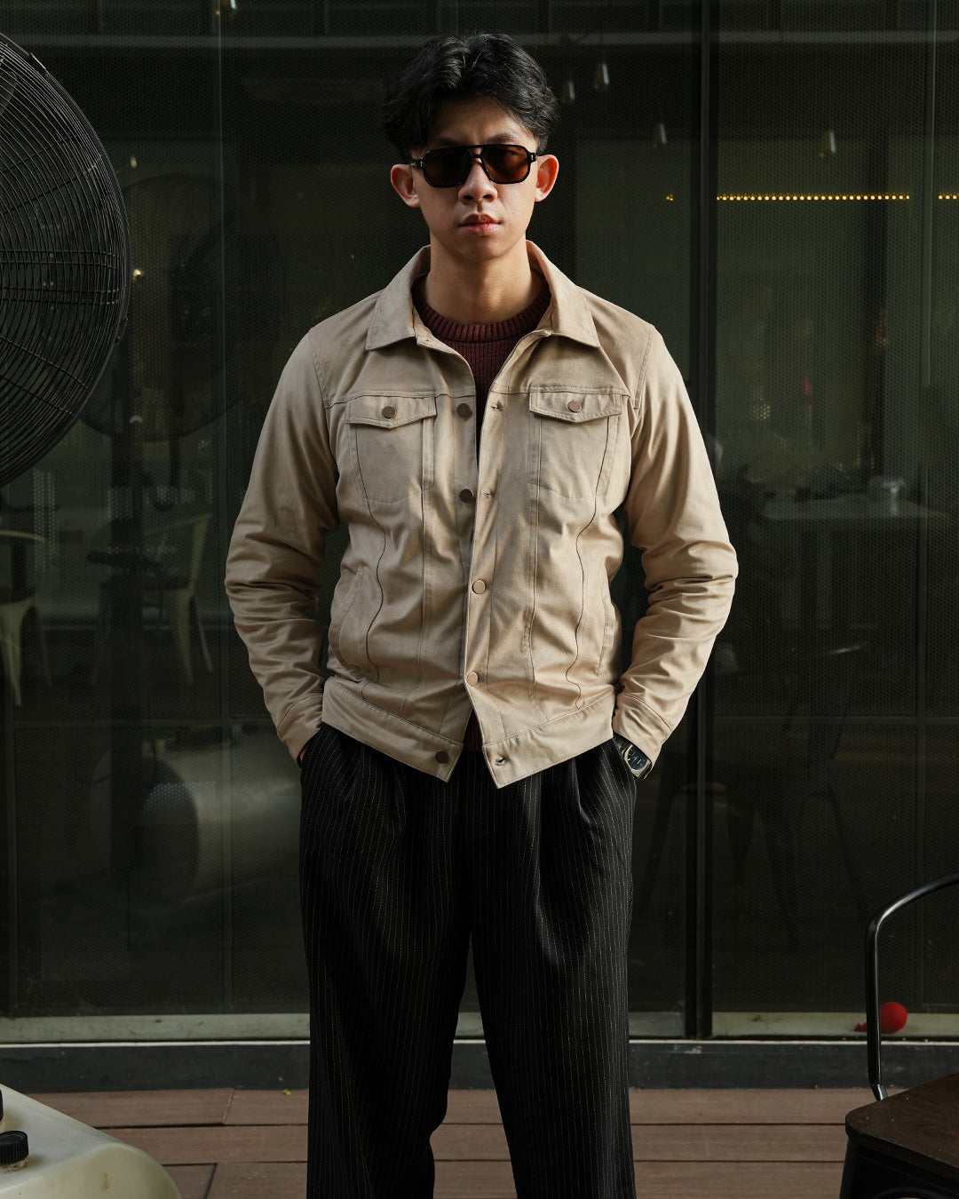 Classic Trucker Jacket Suede - Light Gray