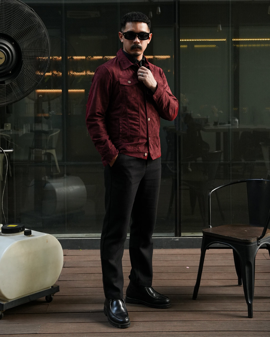 Classic Trucker Jacket Suede - Maroon