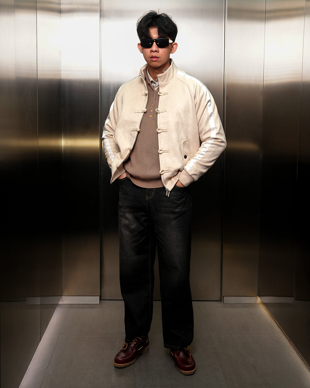 Chongsam Suede Jacket - Beige