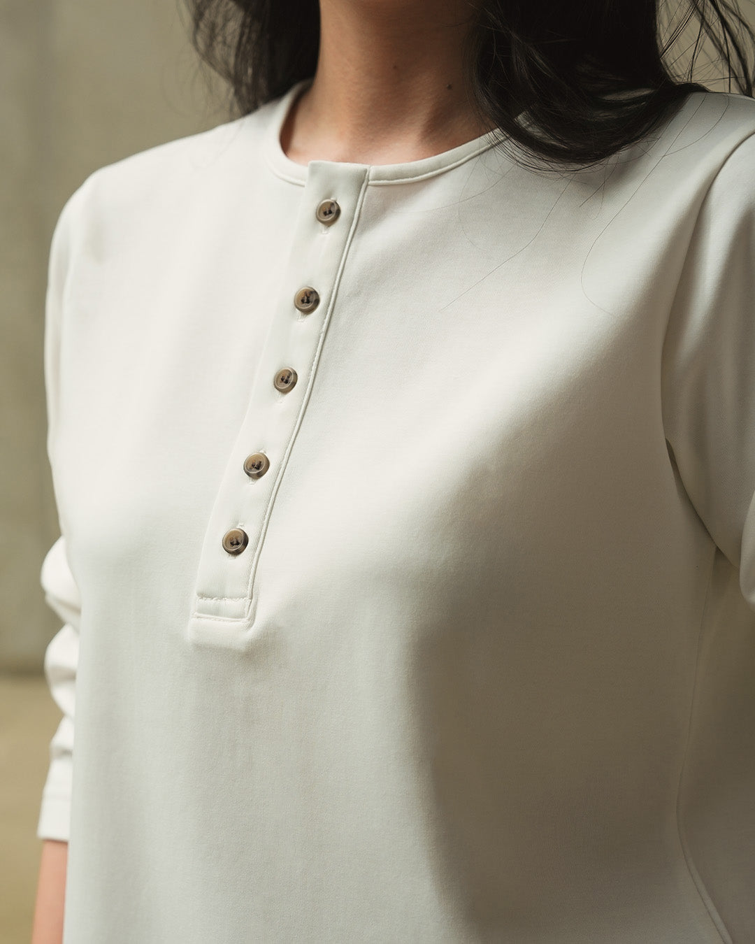 Henley Shirt BreezeWear 2.0 - 3/4 Sleeve  - White