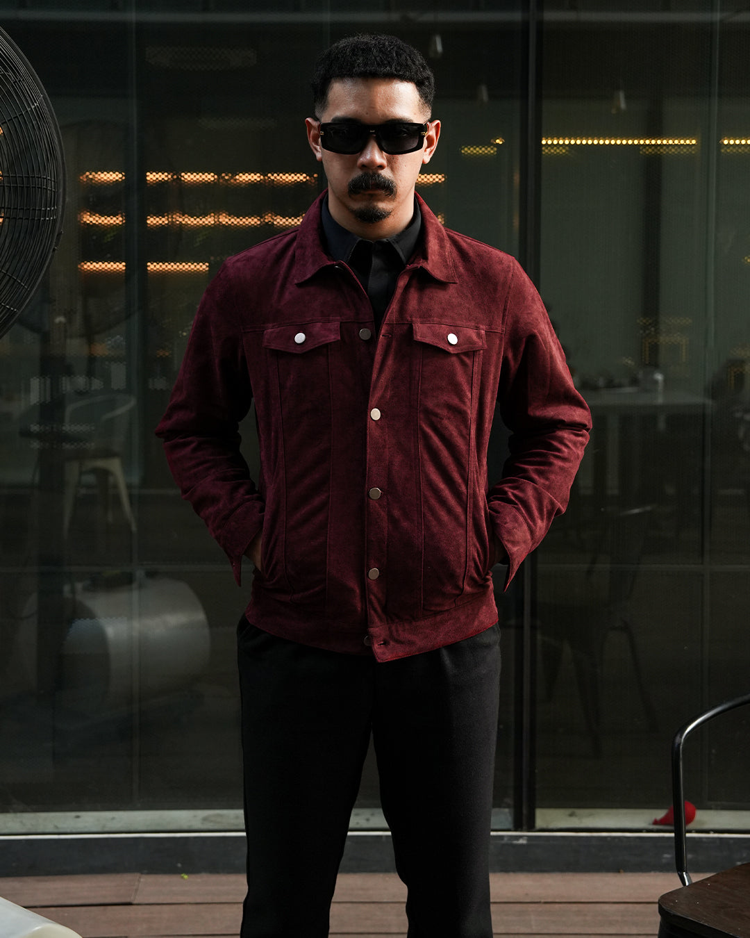 Classic Trucker Jacket Suede - Maroon