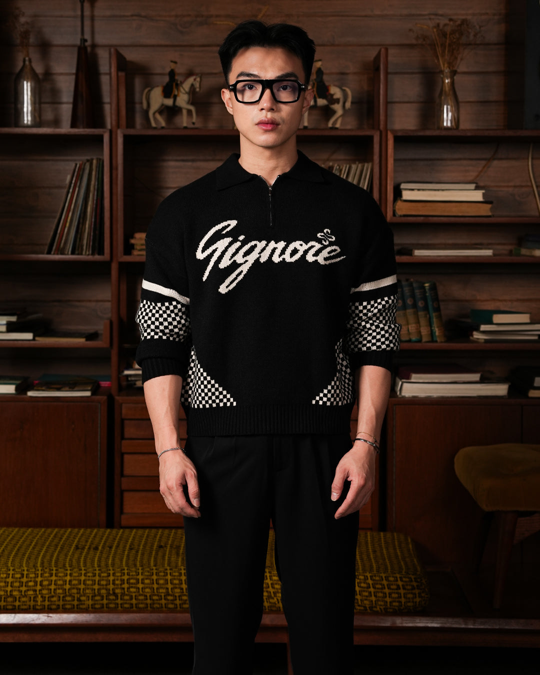 Race Knitwear Half Zip SIGNORE - Black