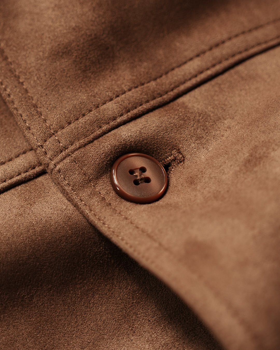 Minimal Button Suede Jacket - Camel