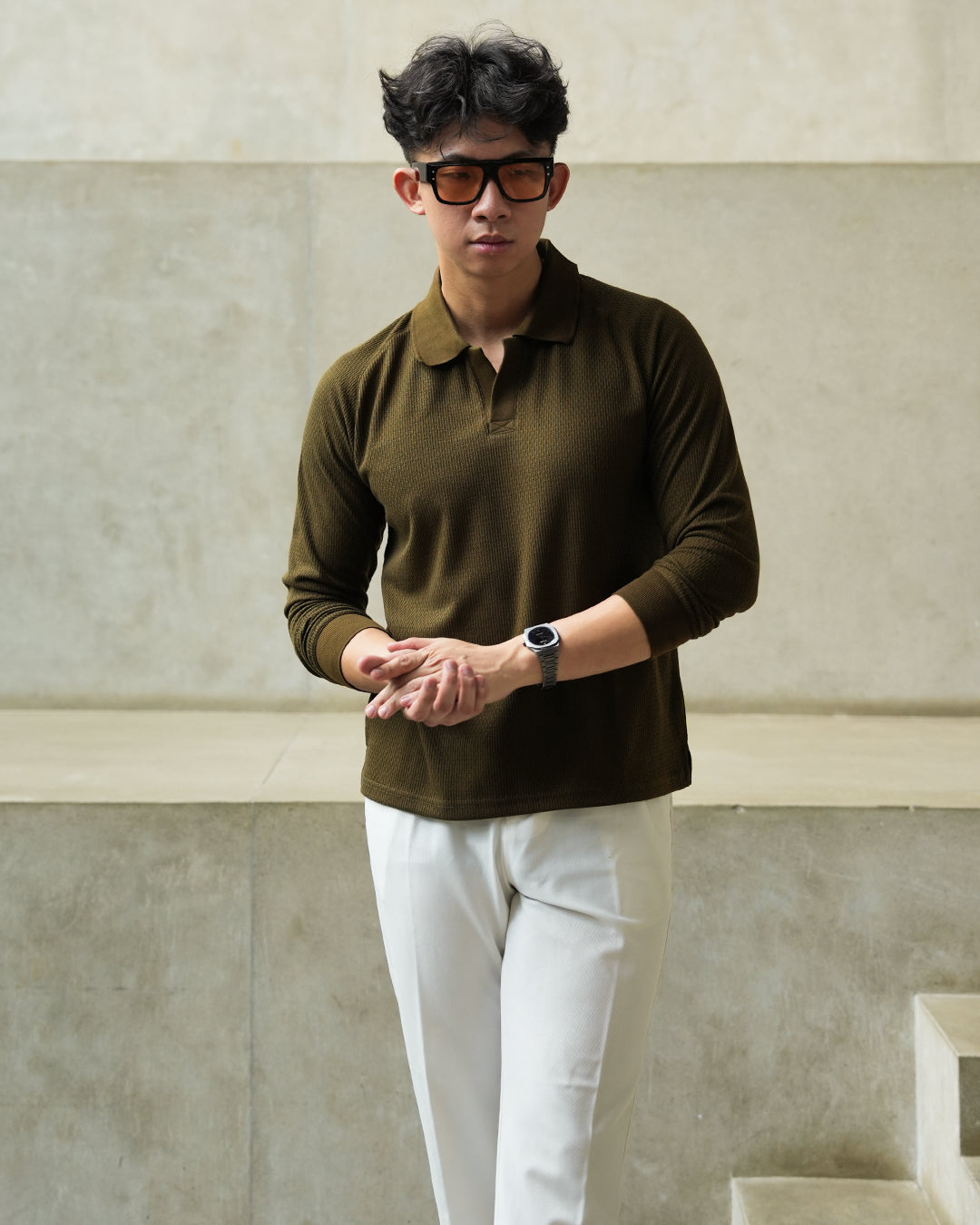 Ribs Polo Textured - Army