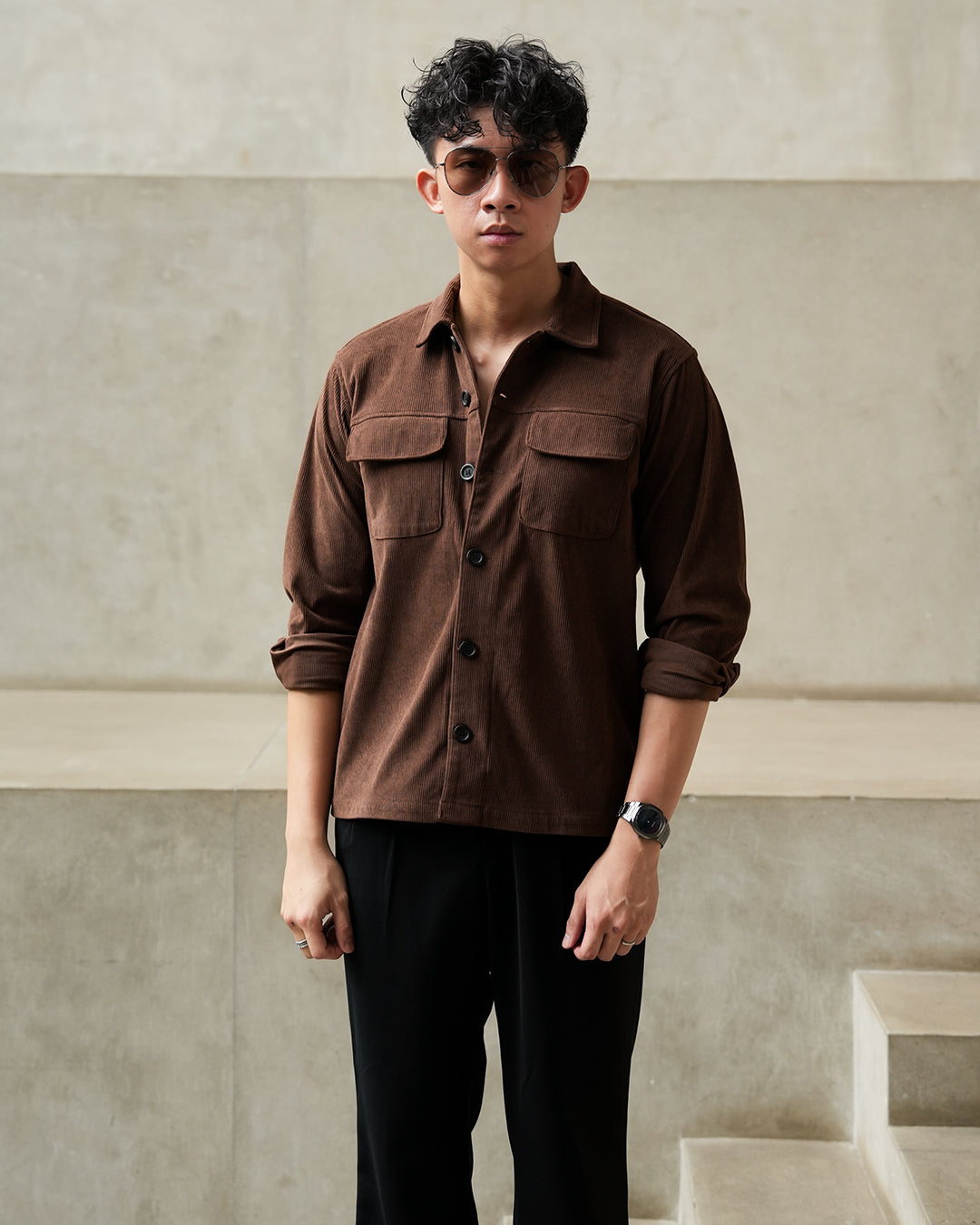Corduroy Overshirt SIGNORE - Coffee