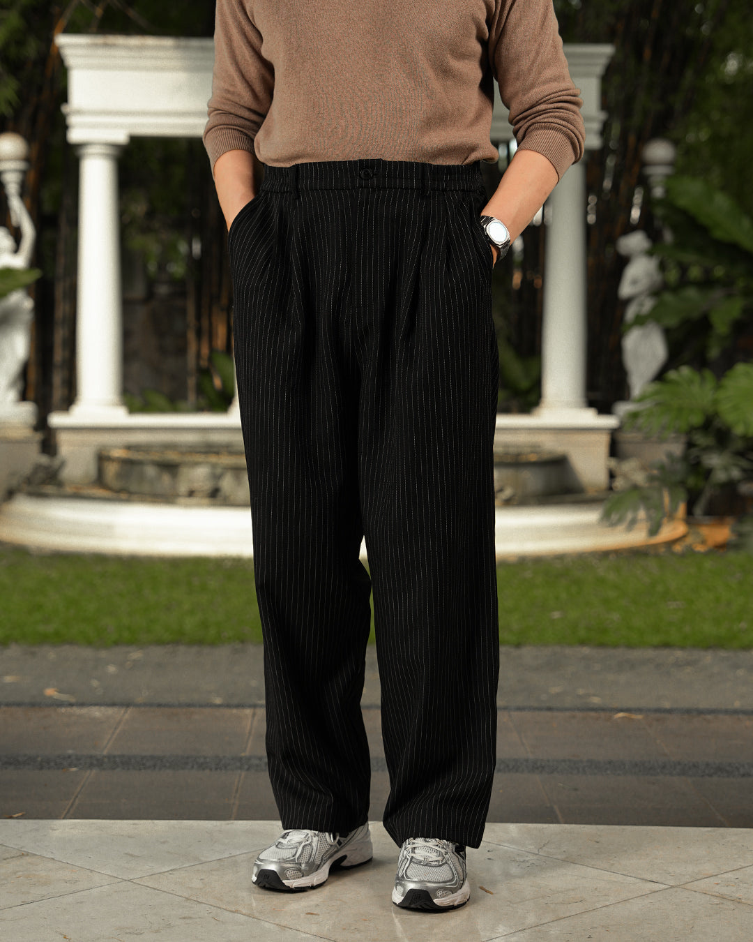 Stripes Pants Straight Fit