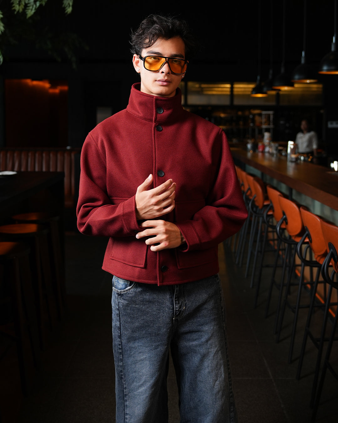 Funnel Neck Wool Fiber - Terracotta