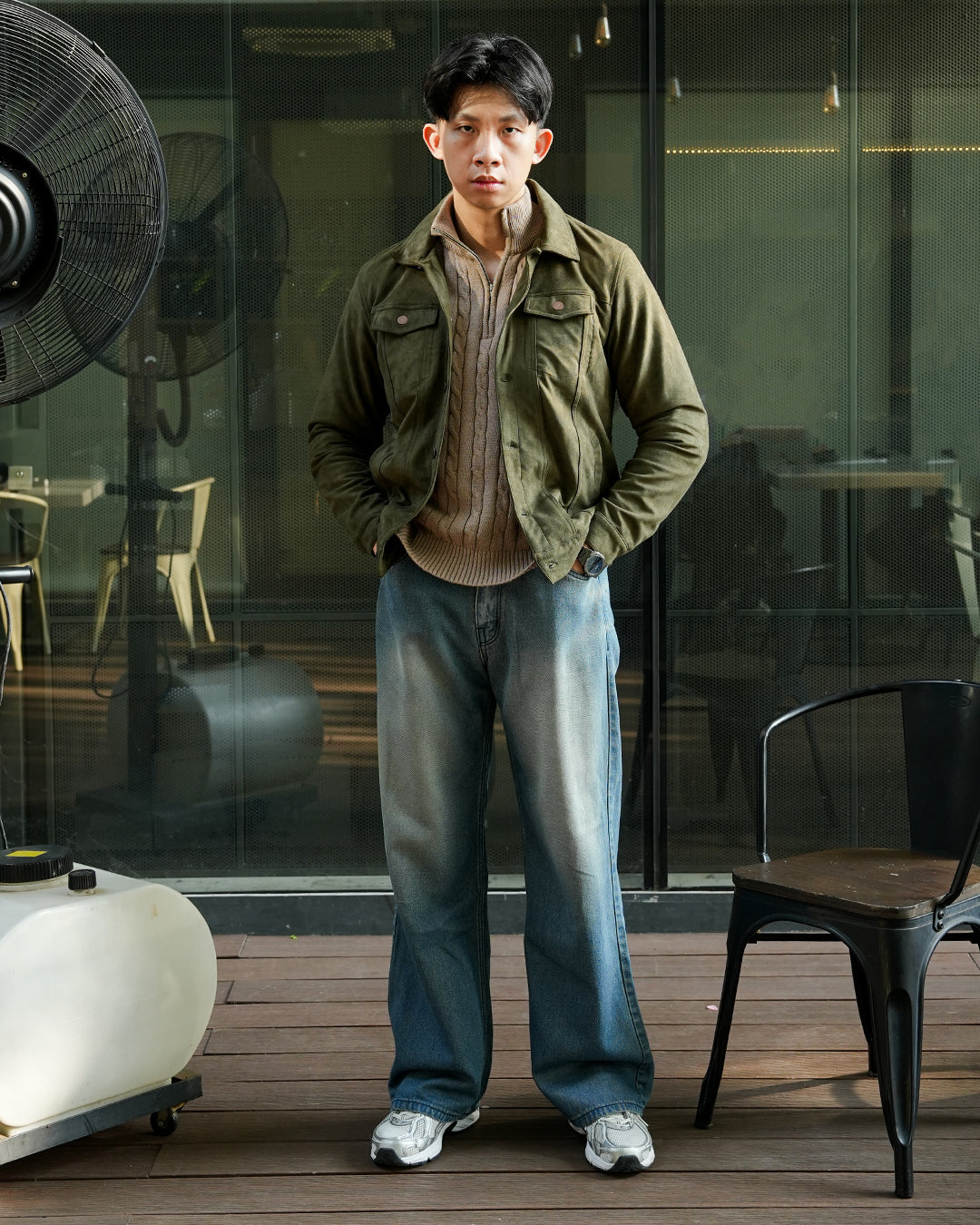 Classic Trucker Jacket Suede - Army