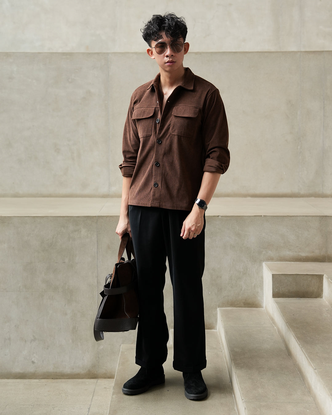 Corduroy Overshirt SIGNORE - Coffee