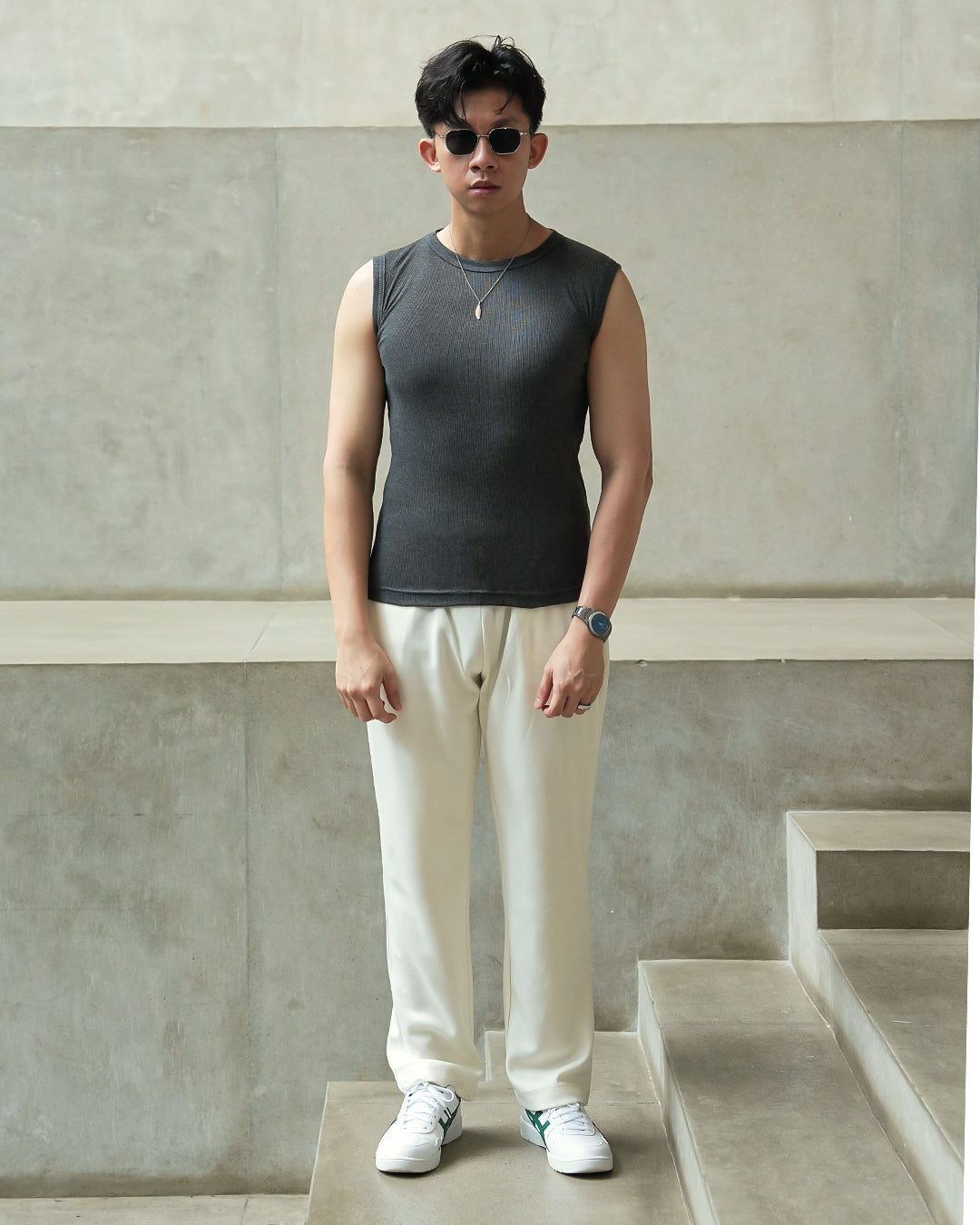 Modern Ribb Tank Top - Gray