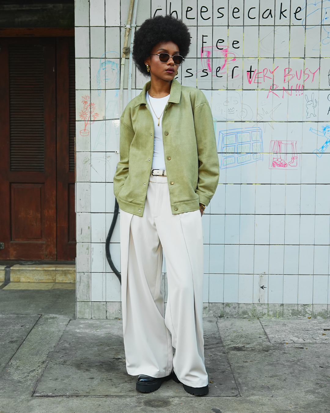 Suede Coach Jacket - Matcha