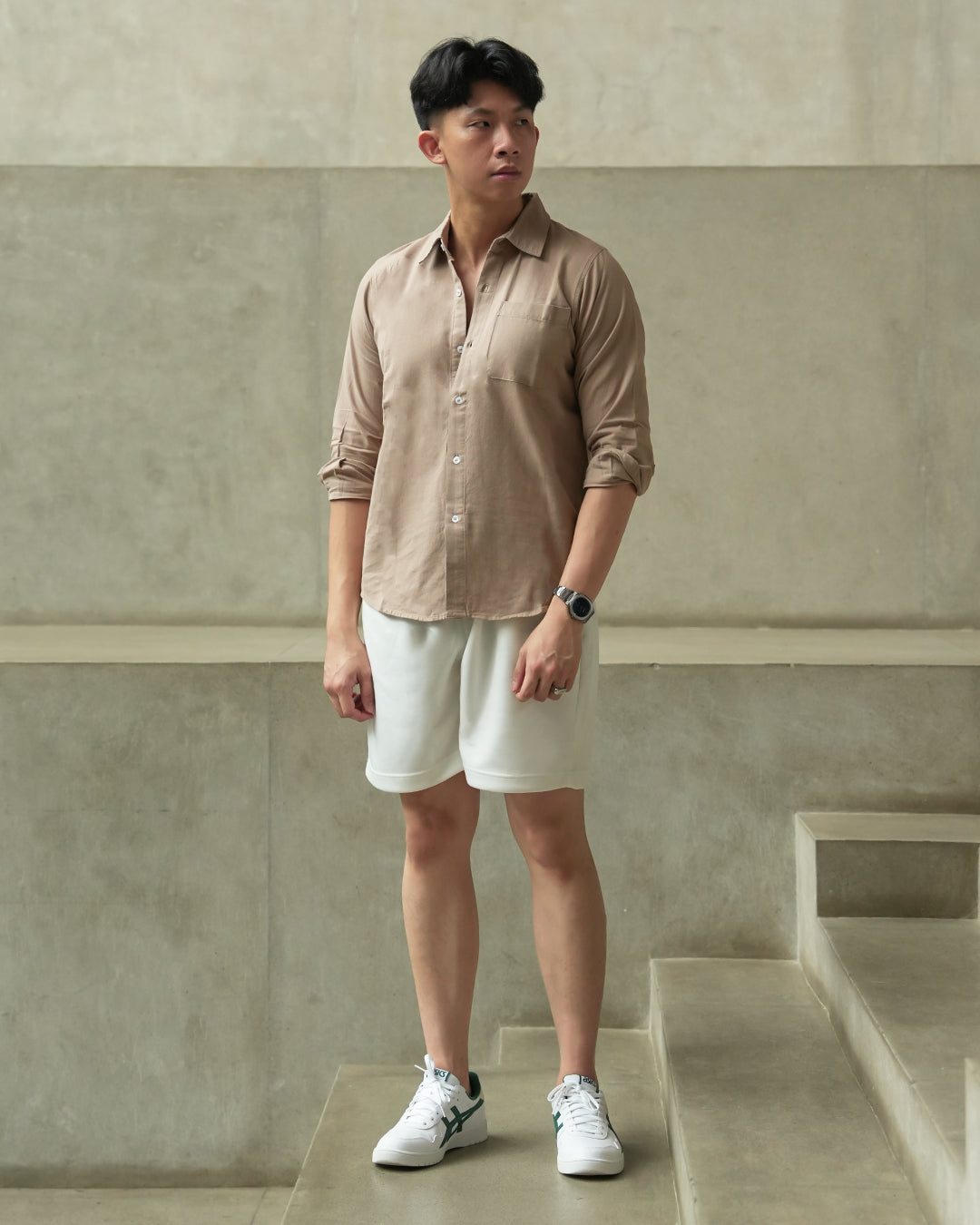 Short Sweatpants Boxy Modern Straight Fit - White
