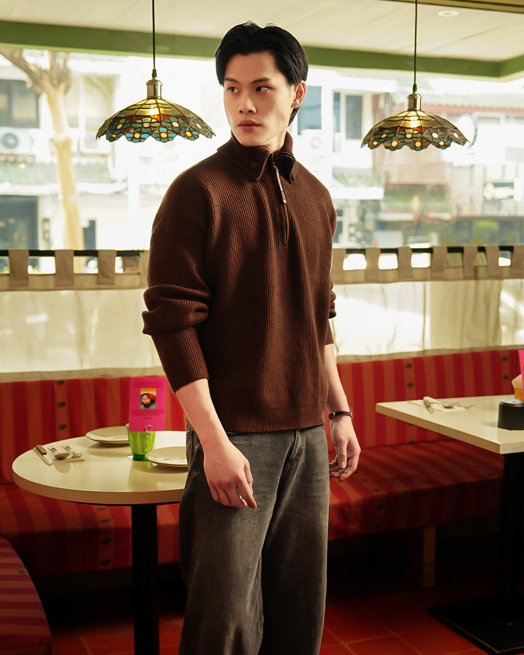 Button Half Zip Knits