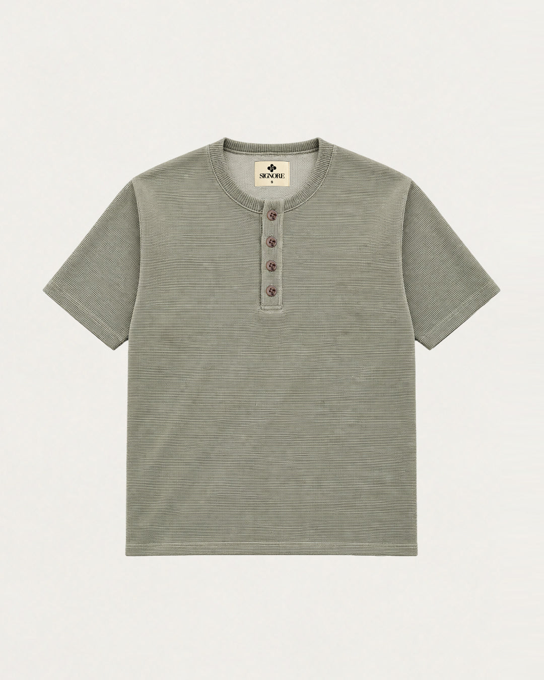 Henley Texture Waffle Lengan Pendek Slim Fit