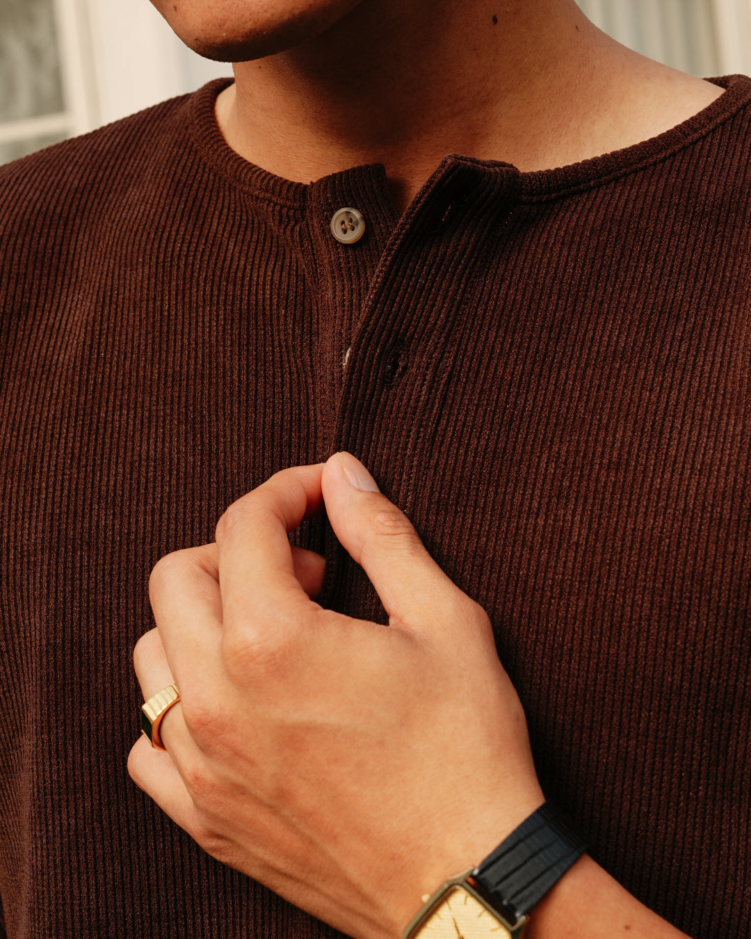 Henley Waffle Texture Longsleeve