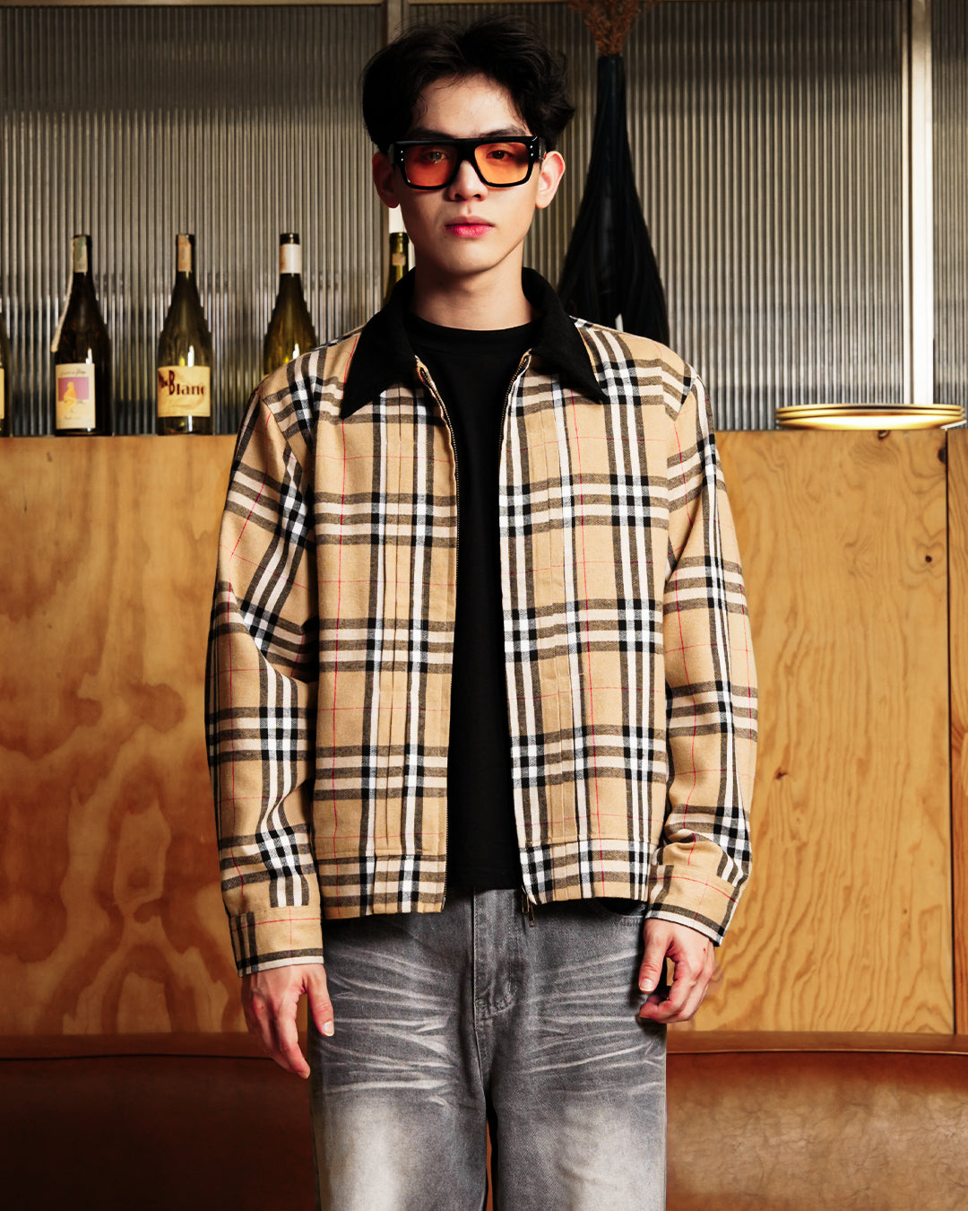 Milano Pleat Jacket - Vintage Camel Plaid