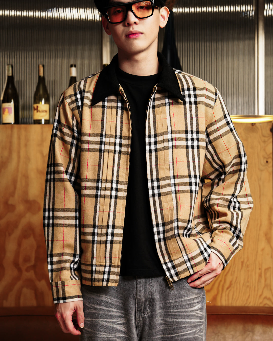 Milano Pleat Jacket - Vintage Camel Plaid