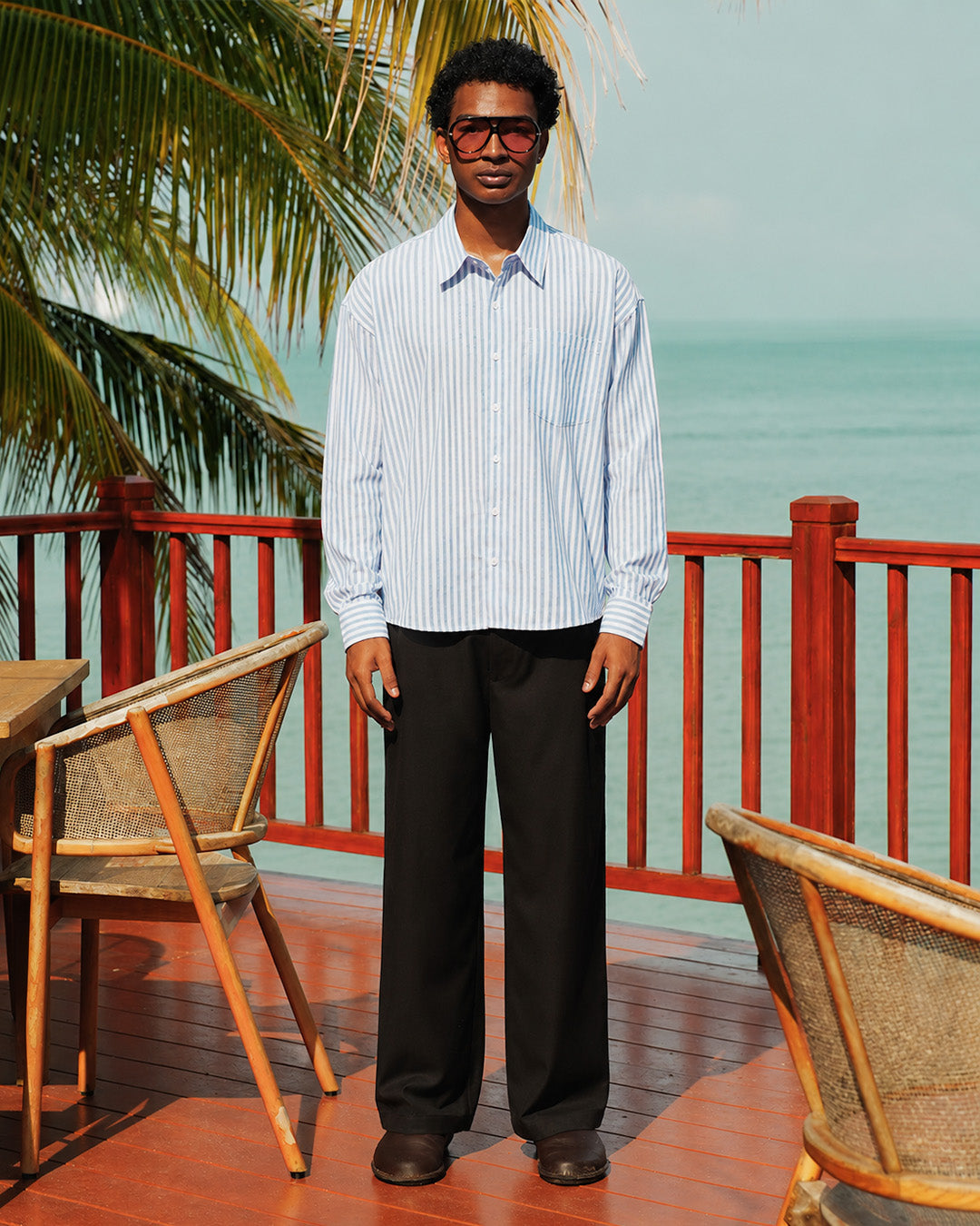 Yanded Stripe Shirt - Light Blue