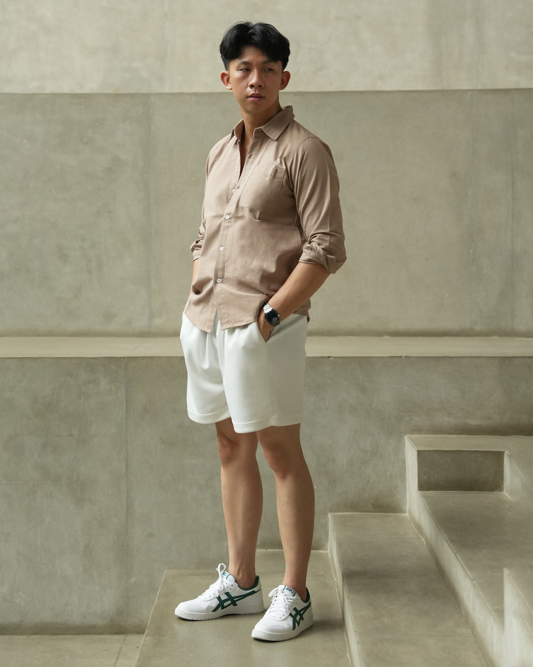 Short Sweatpants Boxy Modern Straight Fit - White