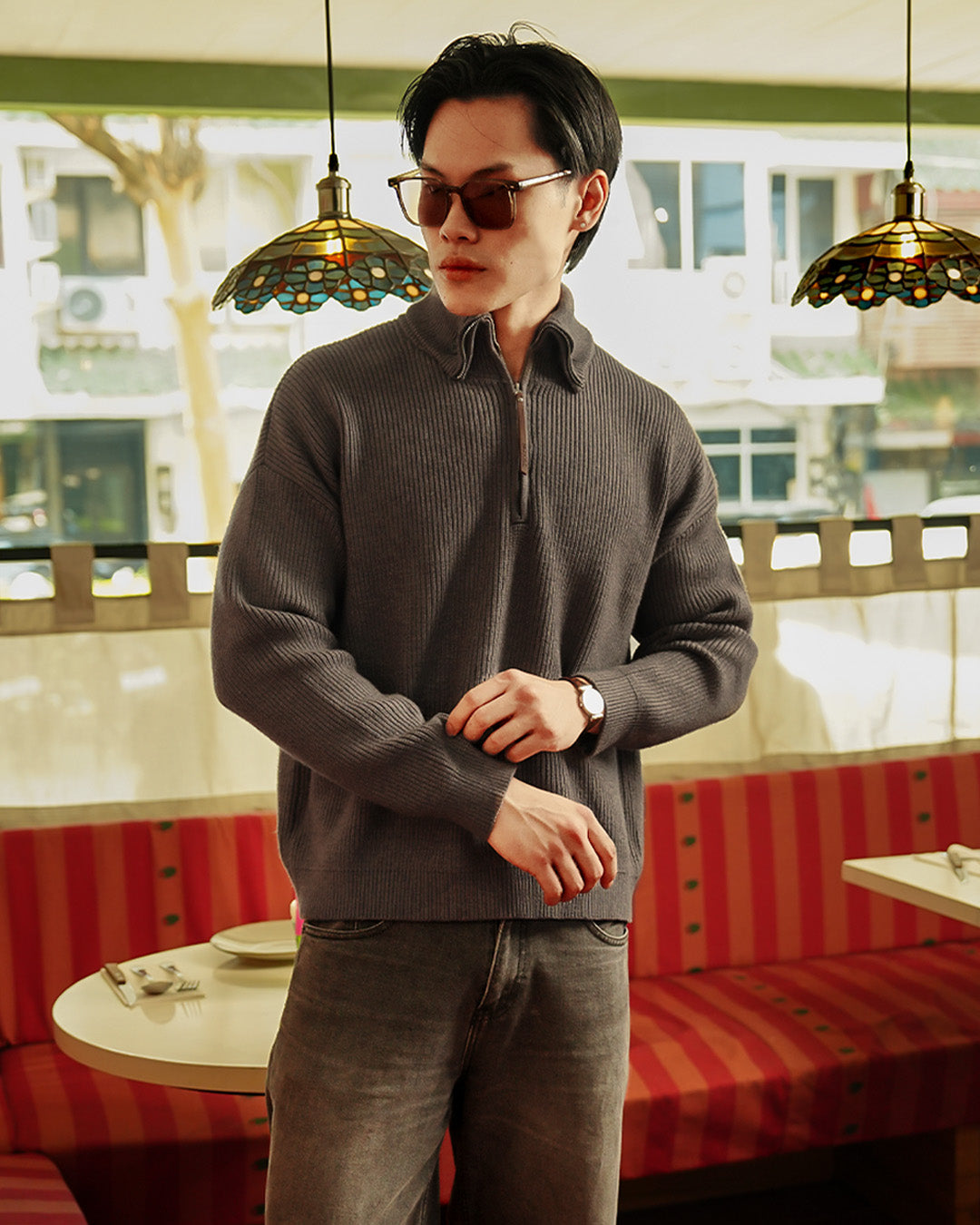 Button Half Zip Knits