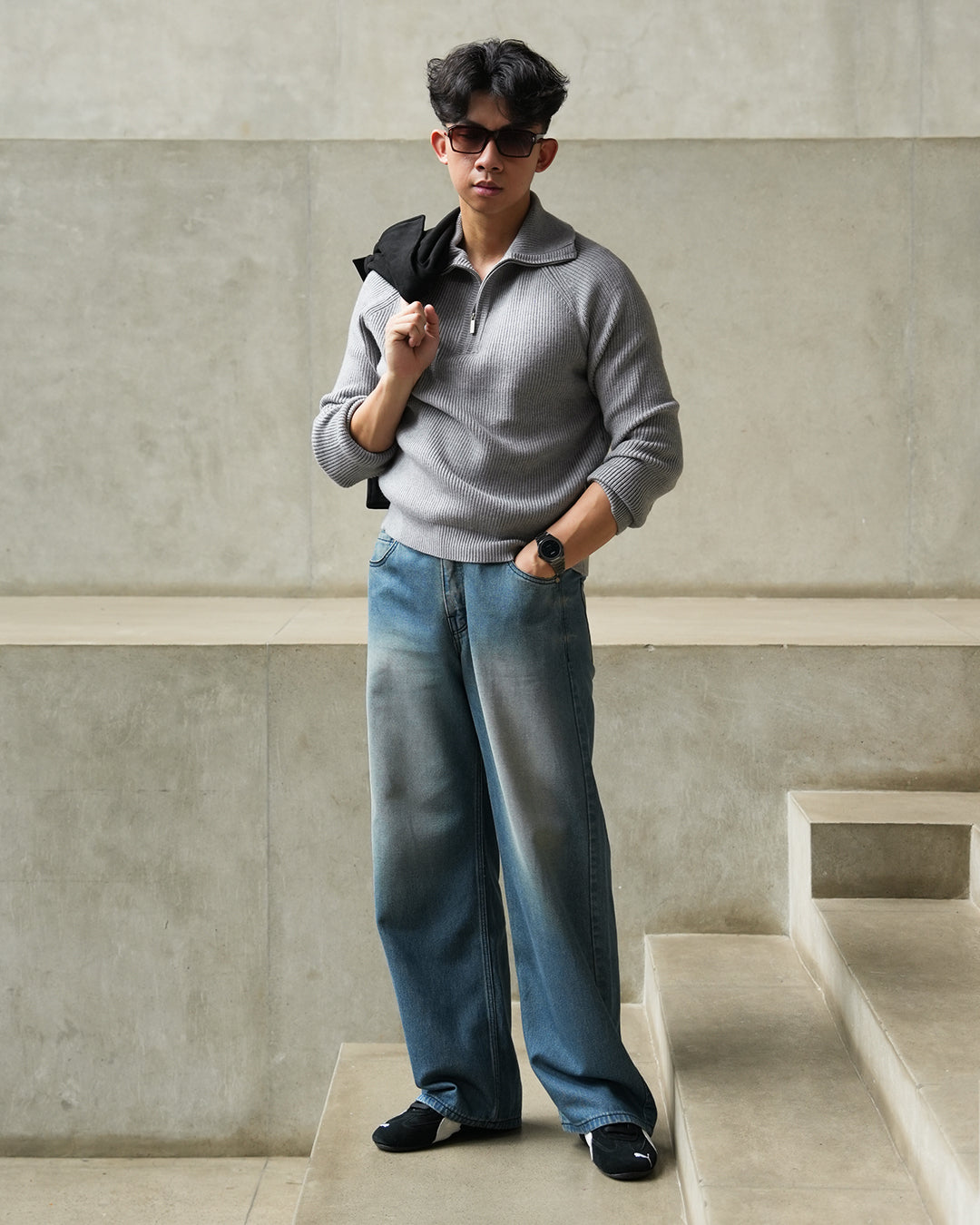 Classic Pull-Zipper SIGNORE - Gray