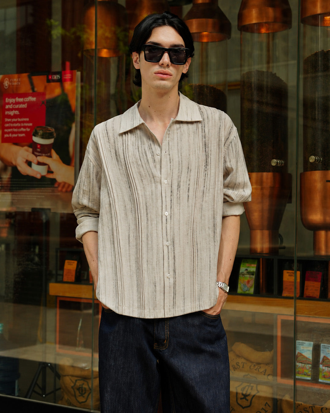 Pintuck Abstract Shirt