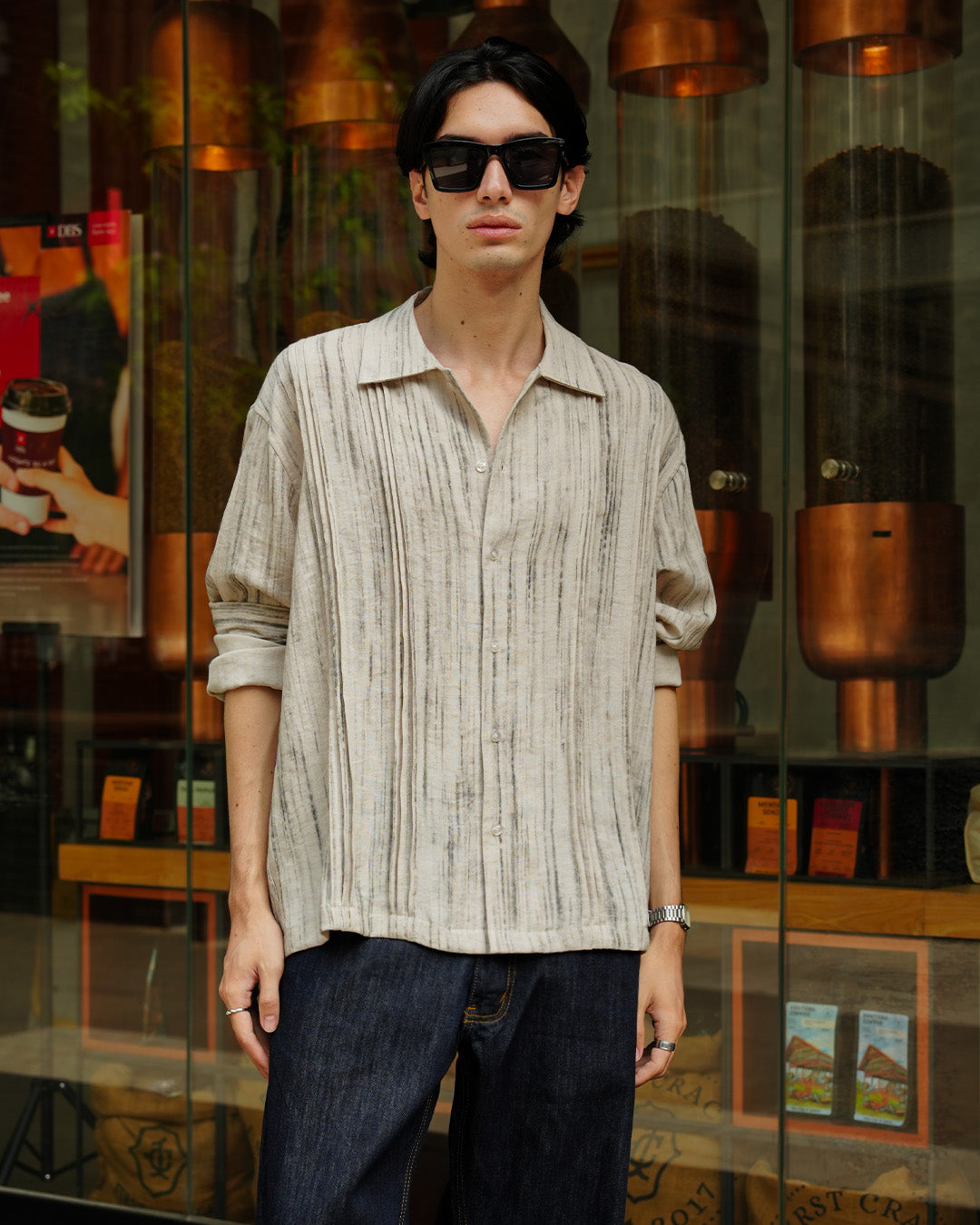 Pintuck Abstract Shirt