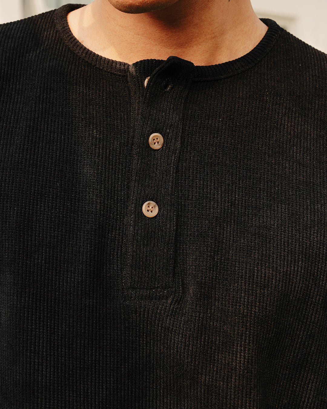 Henley Waffle Texture Longsleeve