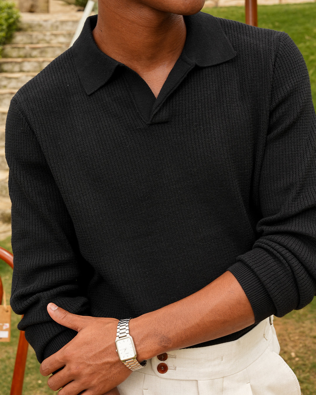 Essential Polo Knitwear - Black