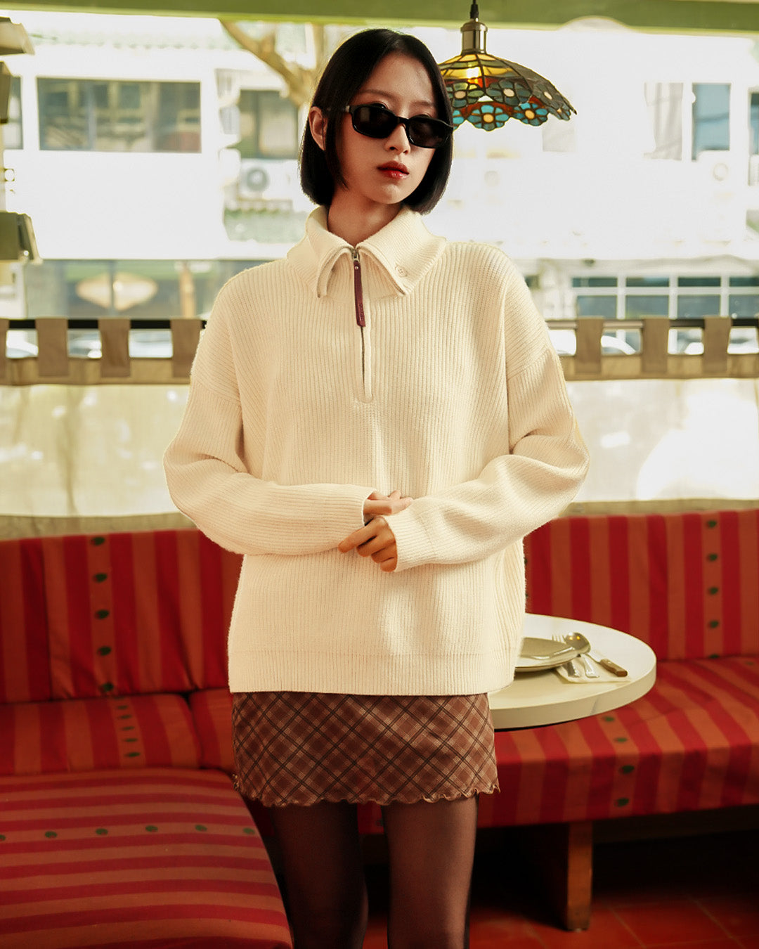 Button Half Zip Knits