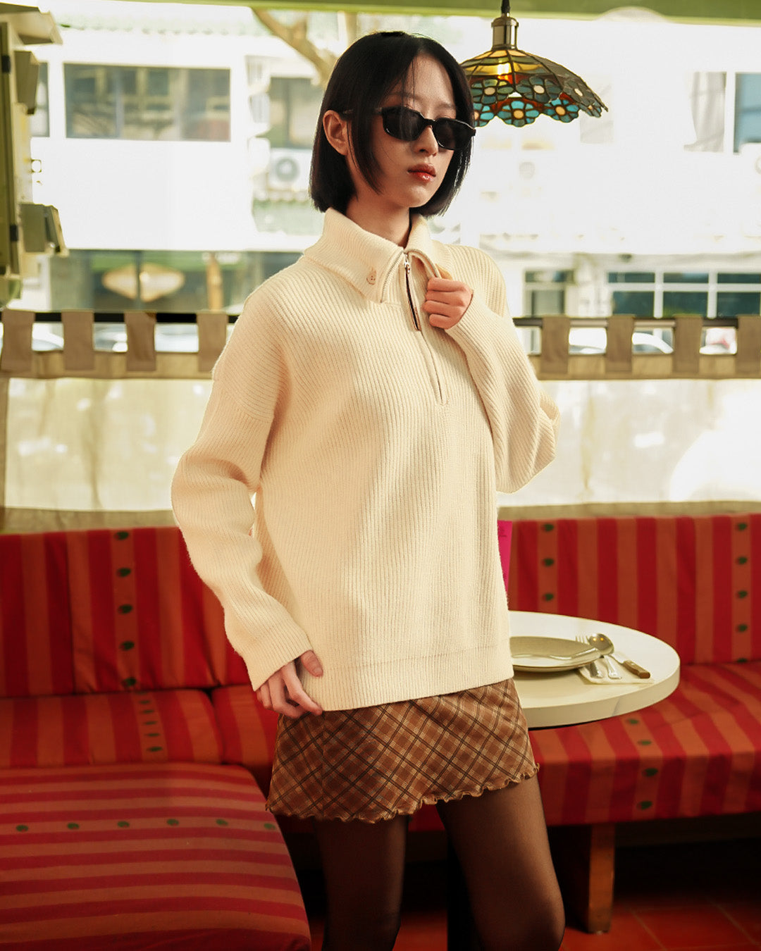 Button Half Zip Knits
