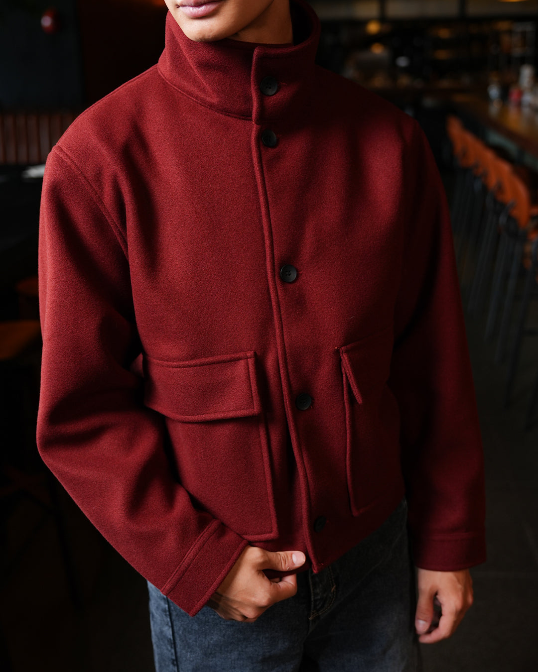 Funnel Neck Wool Fiber - Terracotta