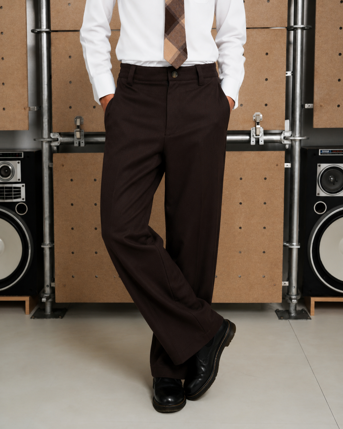 Heavy Twill Straight Pants - Coffee