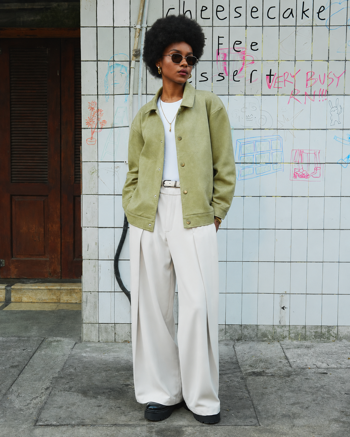 Suede Coach Jacket - Matcha